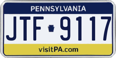 PA license plate JTF9117