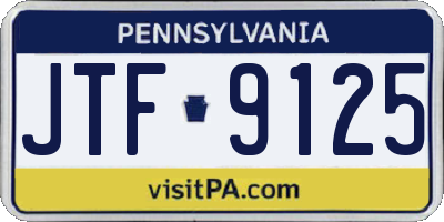 PA license plate JTF9125