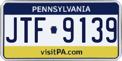 PA license plate JTF9139