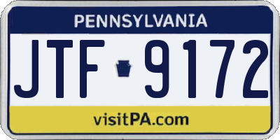 PA license plate JTF9172