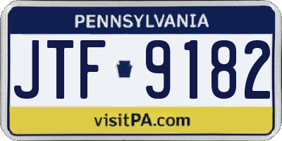 PA license plate JTF9182