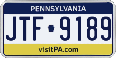 PA license plate JTF9189
