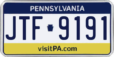 PA license plate JTF9191