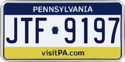 PA license plate JTF9197