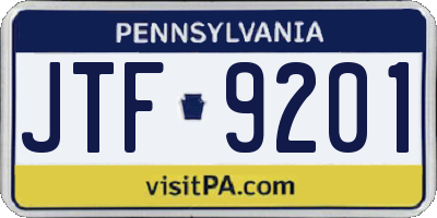 PA license plate JTF9201