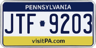 PA license plate JTF9203