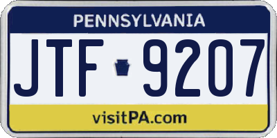 PA license plate JTF9207
