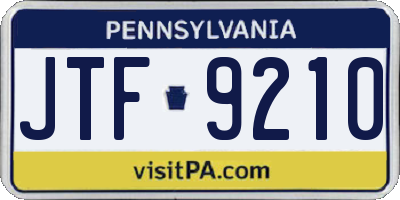 PA license plate JTF9210