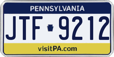 PA license plate JTF9212