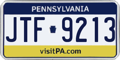 PA license plate JTF9213