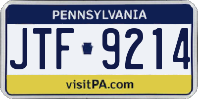PA license plate JTF9214