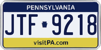 PA license plate JTF9218