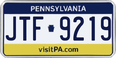 PA license plate JTF9219
