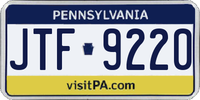 PA license plate JTF9220