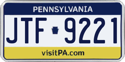PA license plate JTF9221