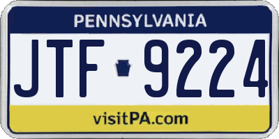 PA license plate JTF9224