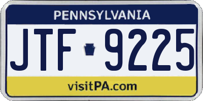 PA license plate JTF9225
