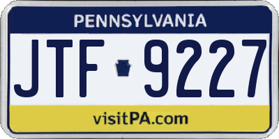 PA license plate JTF9227