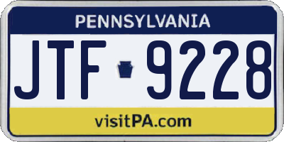 PA license plate JTF9228