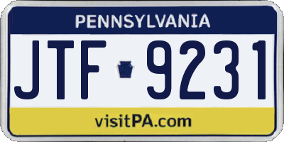 PA license plate JTF9231