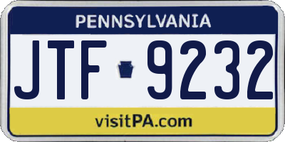 PA license plate JTF9232