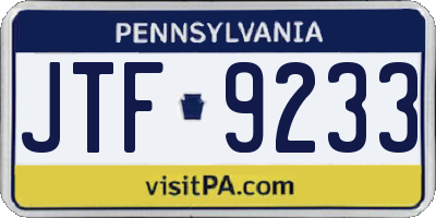 PA license plate JTF9233