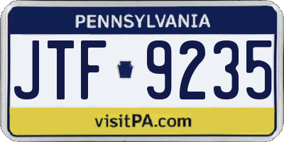 PA license plate JTF9235