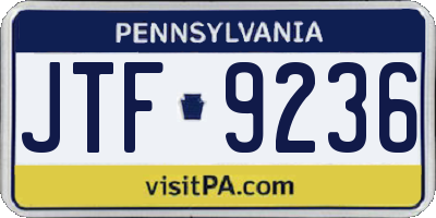 PA license plate JTF9236