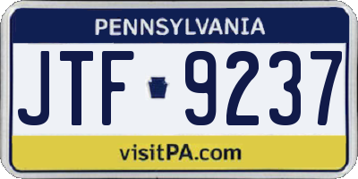 PA license plate JTF9237