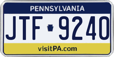 PA license plate JTF9240