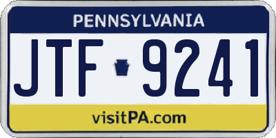 PA license plate JTF9241