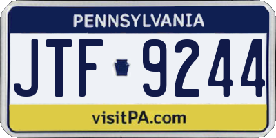 PA license plate JTF9244