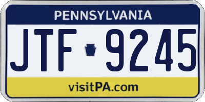 PA license plate JTF9245