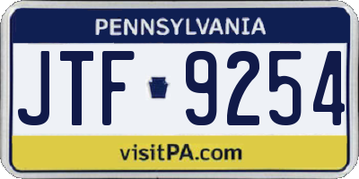PA license plate JTF9254