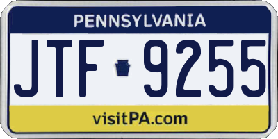 PA license plate JTF9255