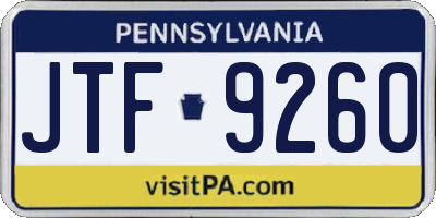 PA license plate JTF9260