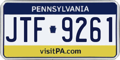 PA license plate JTF9261