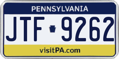 PA license plate JTF9262