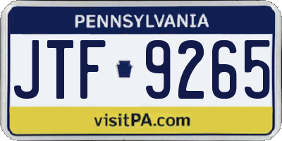PA license plate JTF9265