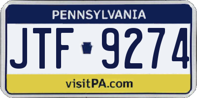 PA license plate JTF9274