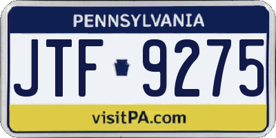 PA license plate JTF9275