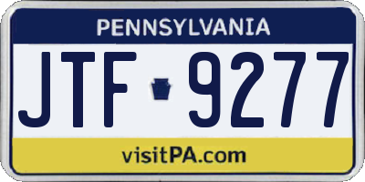PA license plate JTF9277