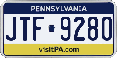 PA license plate JTF9280