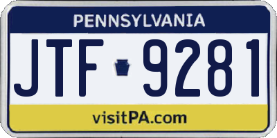 PA license plate JTF9281