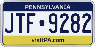 PA license plate JTF9282