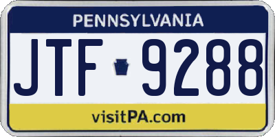 PA license plate JTF9288