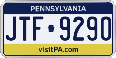PA license plate JTF9290