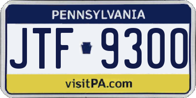 PA license plate JTF9300