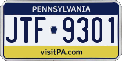 PA license plate JTF9301
