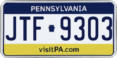 PA license plate JTF9303